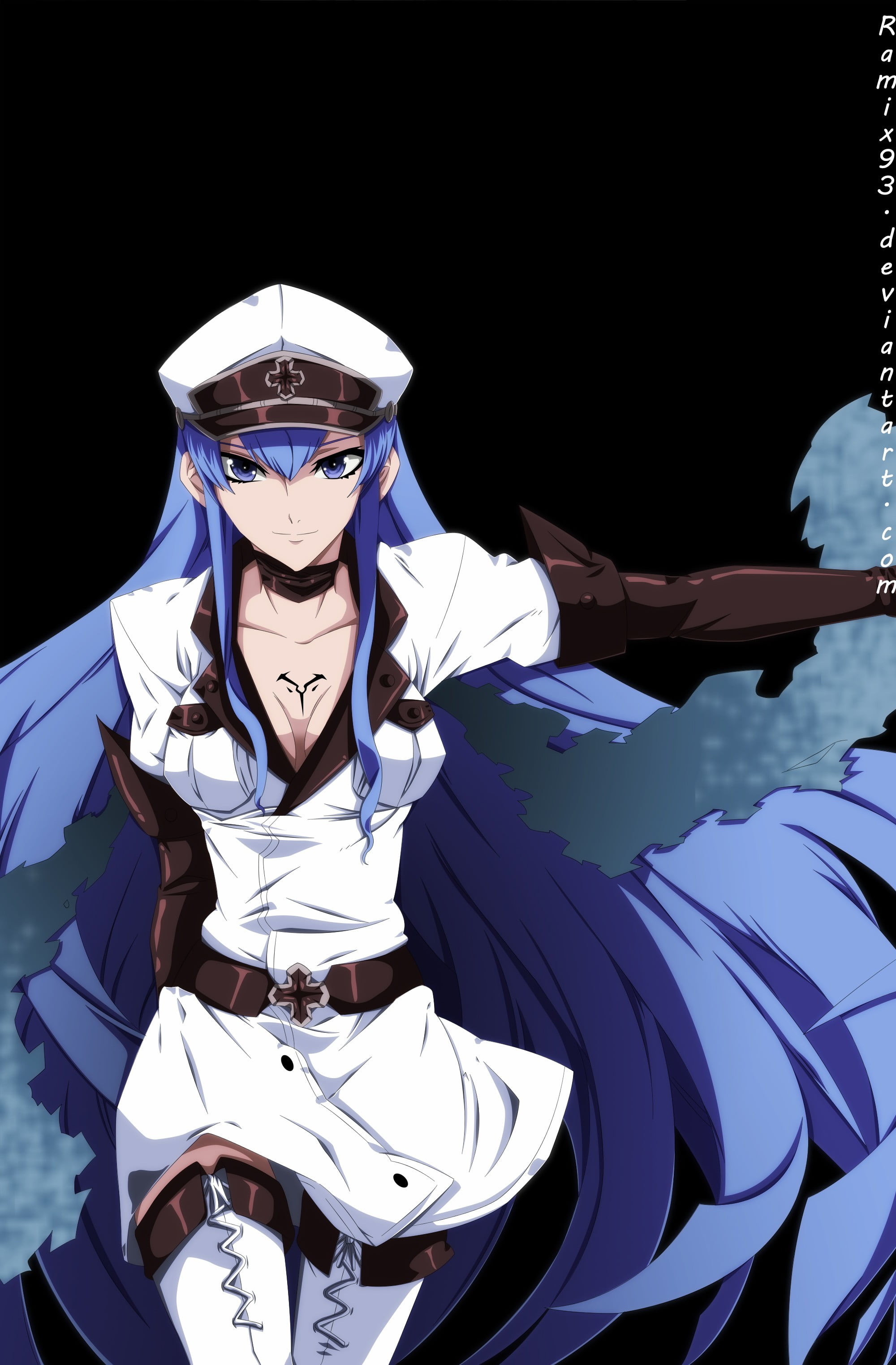 Blue Haired Female Anime Character Illustration Hd - Akame Ga Kiru Esdese , HD Wallpaper & Backgrounds