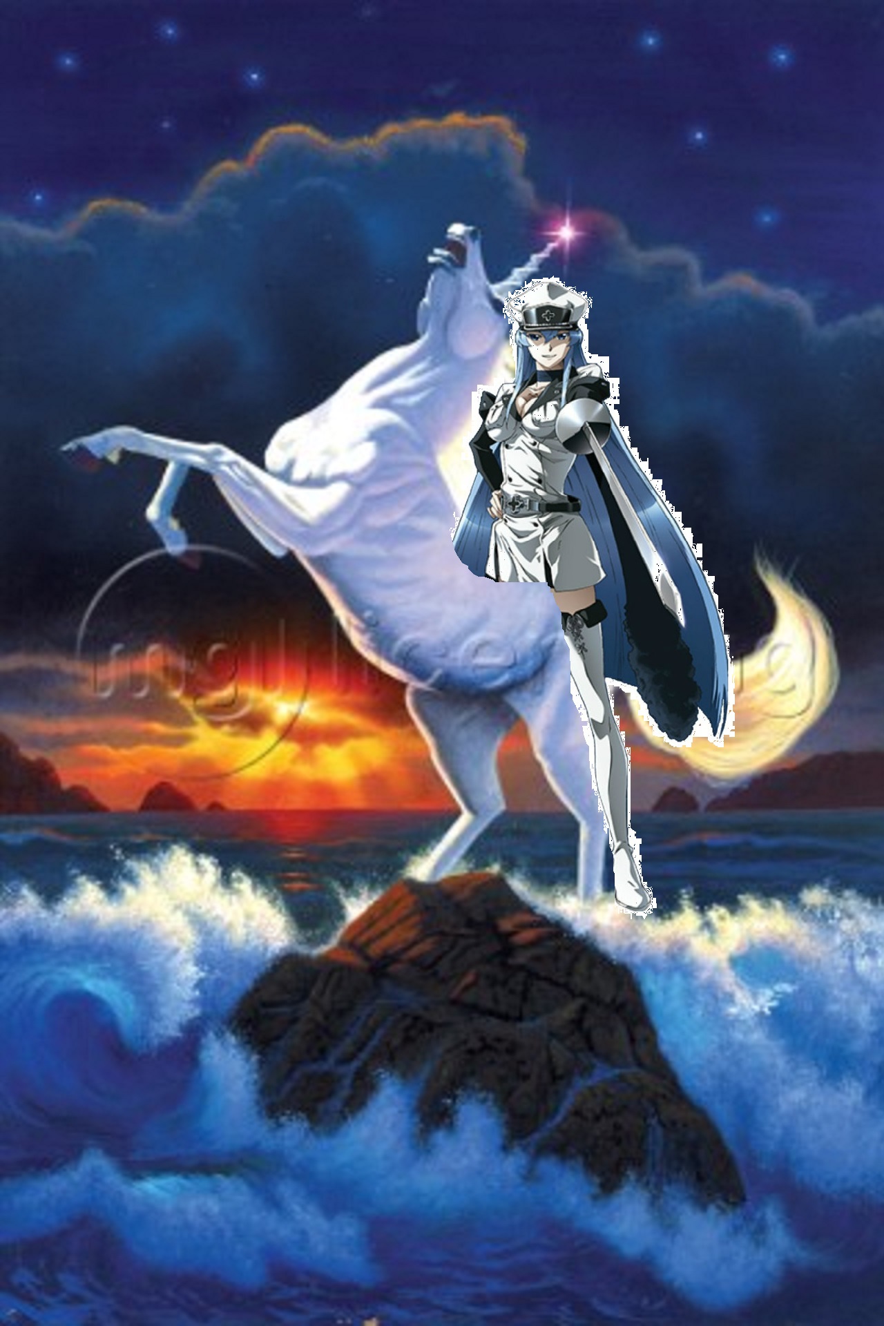 Akame Ga Kill Images Esdeath Rides On An White Unicorn - Illustration , HD Wallpaper & Backgrounds