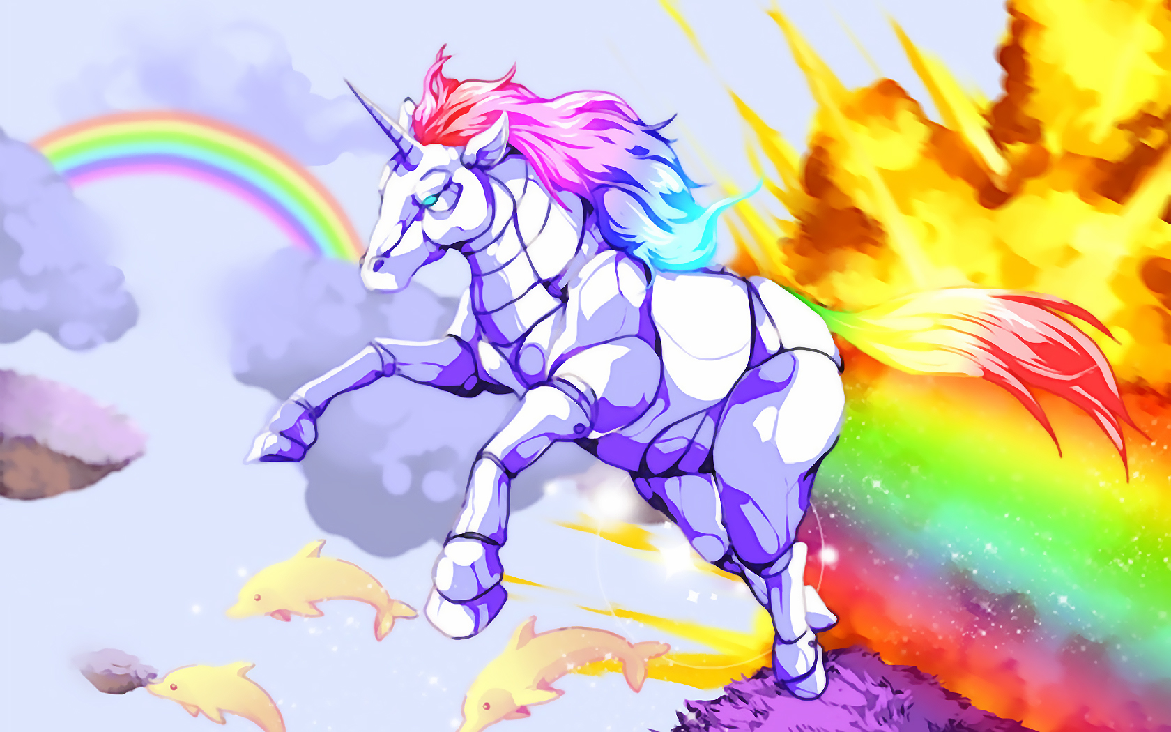 Fantasy Wallpaper Hd Unicorn - Robot Unicorn Attack Background , HD Wallpaper & Backgrounds