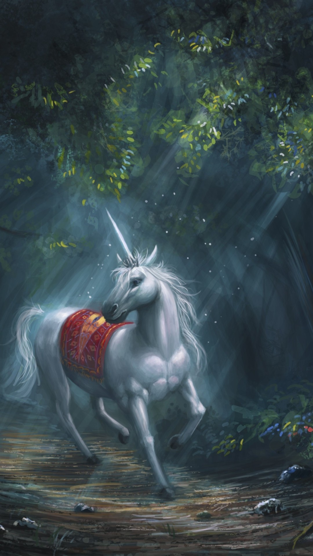 Download - Magical Unicorn In Forest , HD Wallpaper & Backgrounds