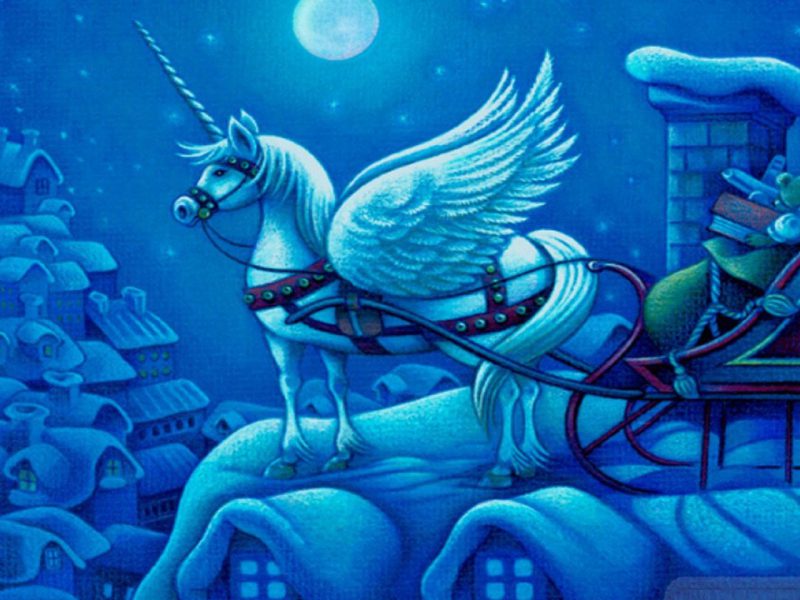 Sleigh Unicorn Christmas Wallpaper Iphone - Christmas Unicorn , HD Wallpaper & Backgrounds