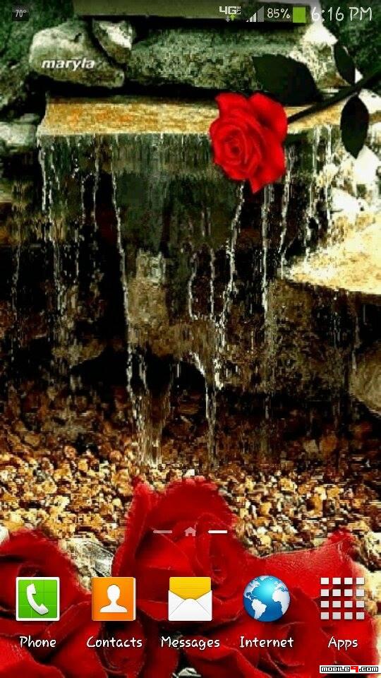 Waterfall Red Rose Live Wallpaper - Red Rose In Water Gif , HD Wallpaper & Backgrounds