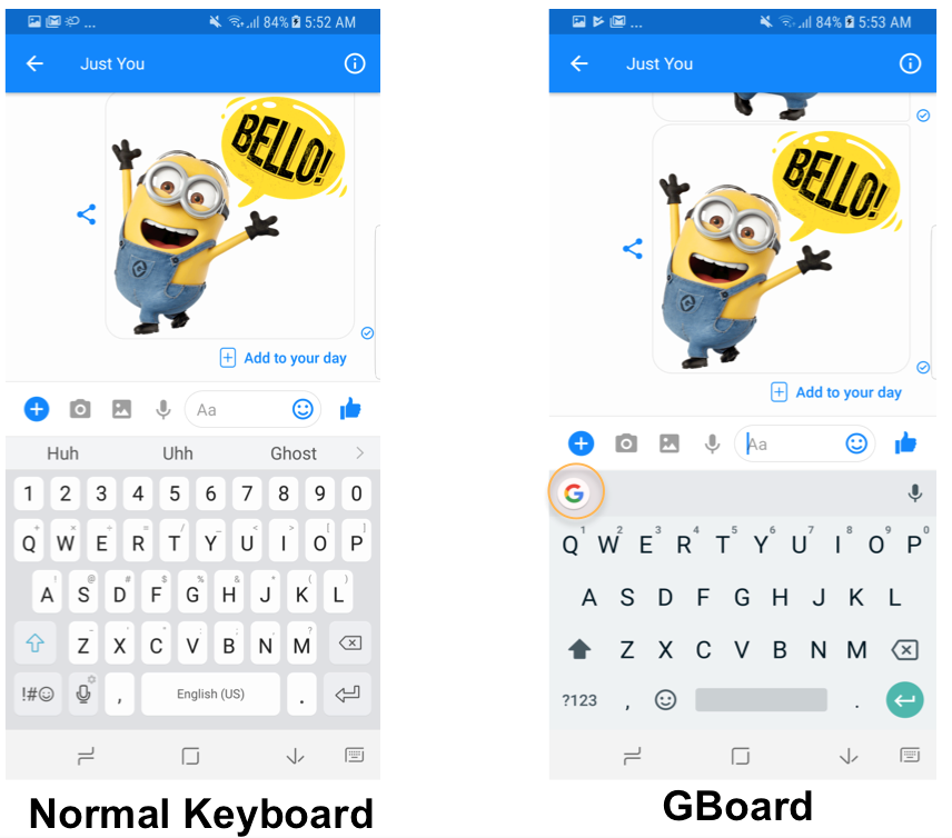 Normal Keyboard Vs Gboard - Android Keyboard Stickers , HD Wallpaper & Backgrounds