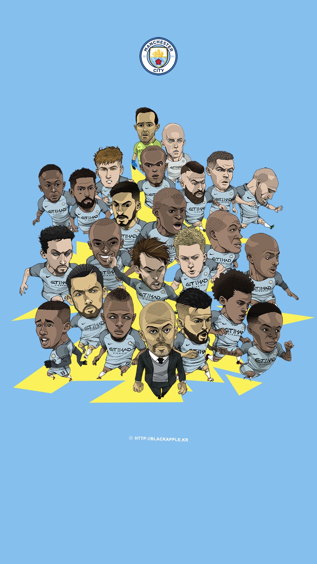 Manchester City Full Squad Fan Art For Mobile Wallpaper&nbsp - Man City Wallpaper Pc , HD Wallpaper & Backgrounds