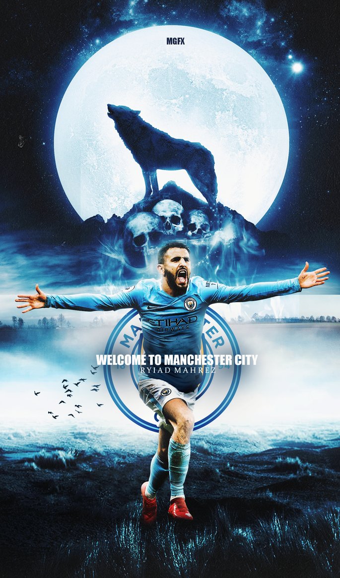 Manchester City Wallpaper - Mahrez Wallpaper Man City , HD Wallpaper & Backgrounds