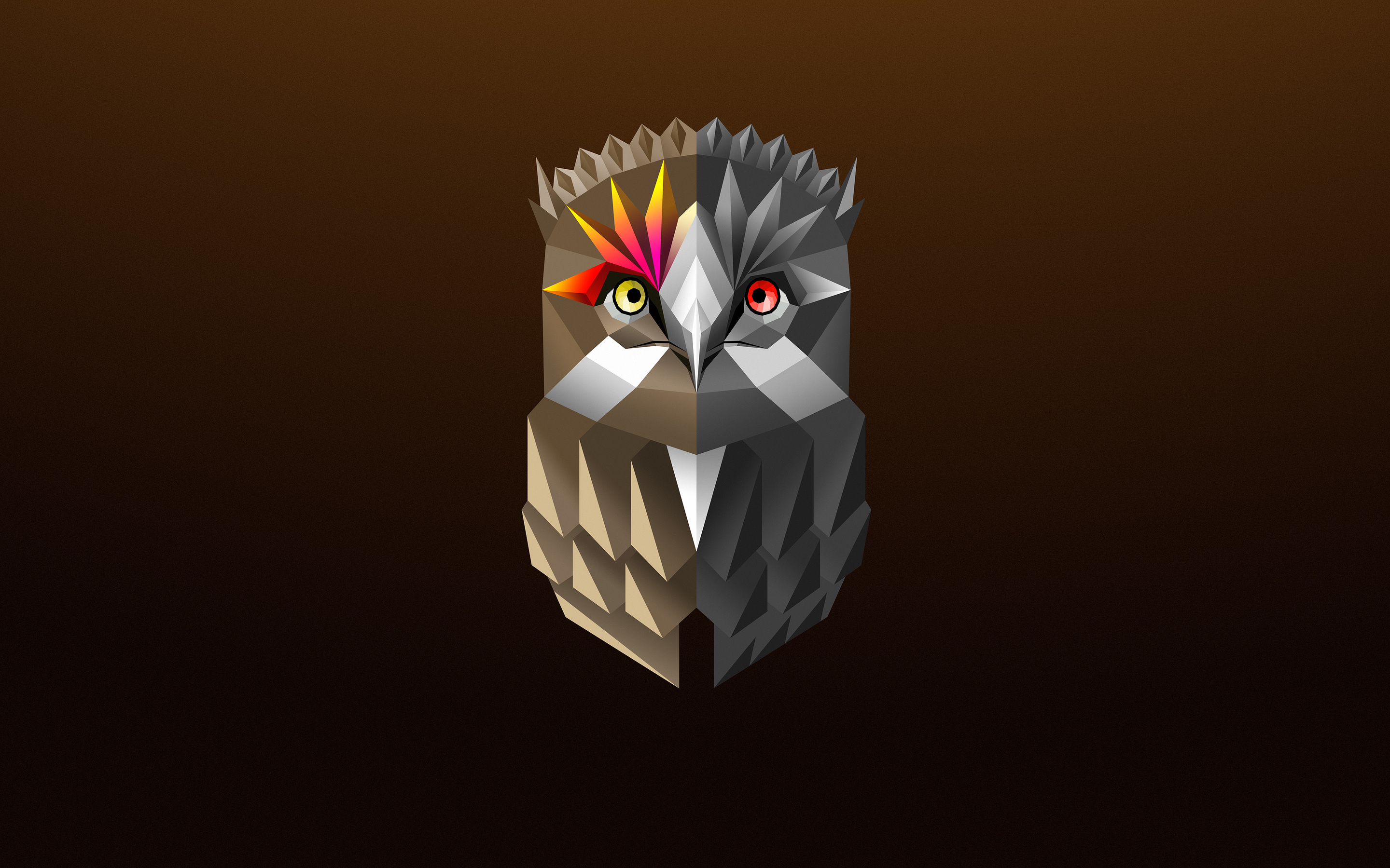 Owl Facets Colorful Digital Art 4k Macbook Pro Retina - Low Polygon 4k Art , HD Wallpaper & Backgrounds