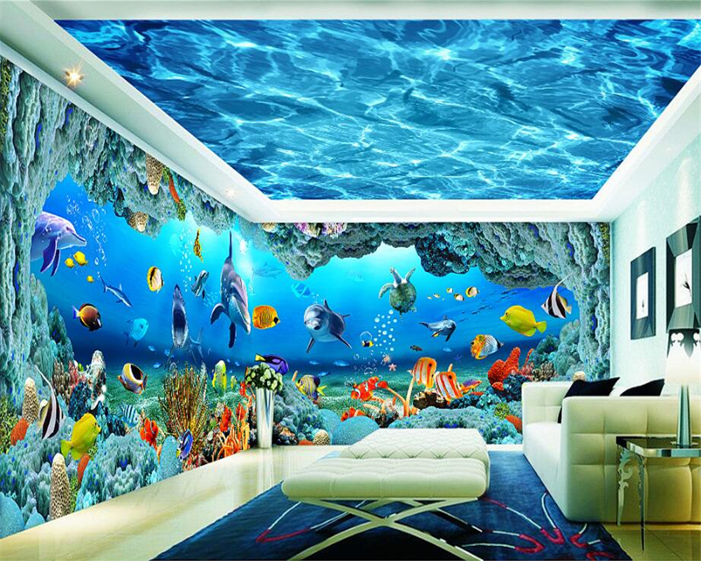 Beibehang Papel De Parede Kualitas Tinggi Tahan Air - Underwater Theme Murals , HD Wallpaper & Backgrounds