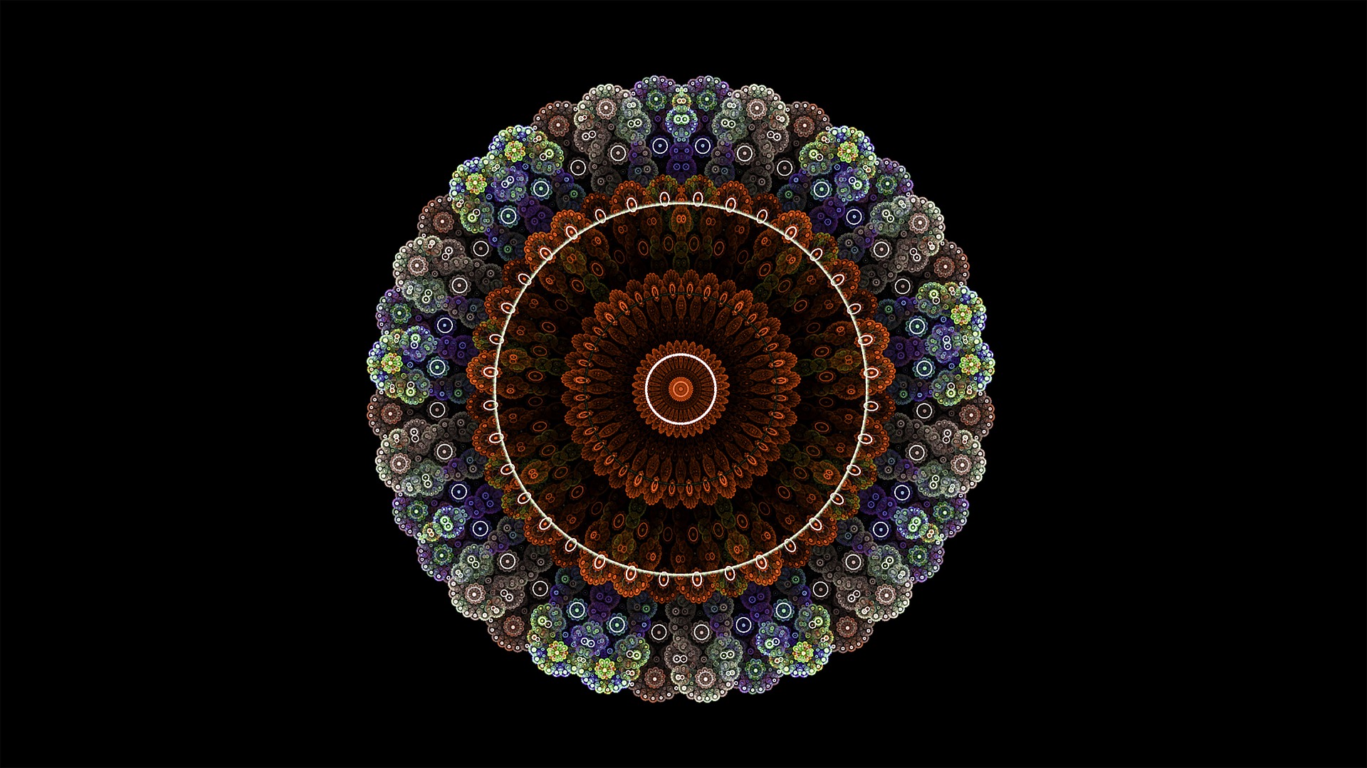 Wallpaper Fractal, Mandala, Circles, Colorful - Circulo Fractal , HD Wallpaper & Backgrounds