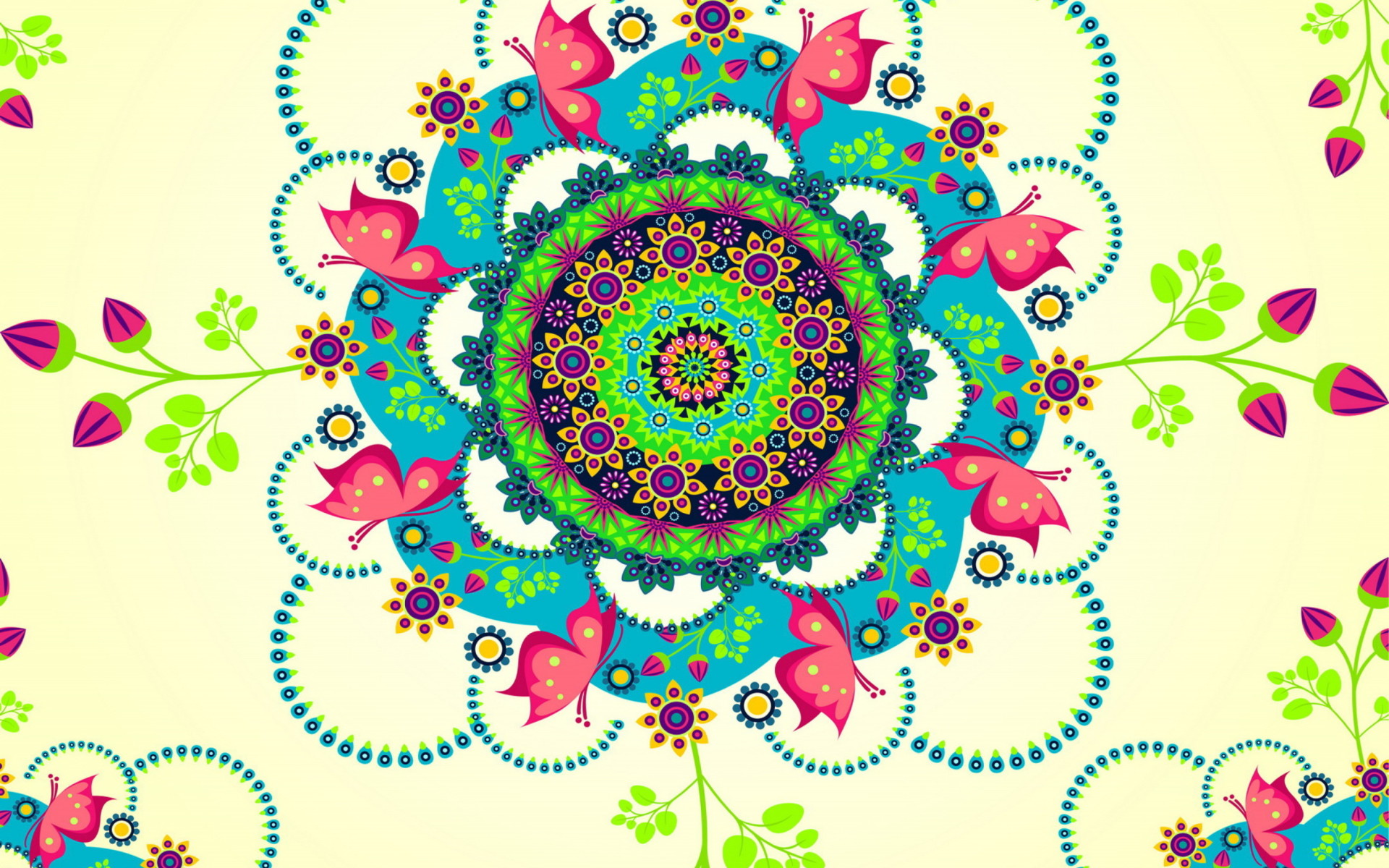 Mandala Flowers Wallpaper For Widescreen Desktop Pc - Fondos De Pantalla Para Pc Mandalas , HD Wallpaper & Backgrounds