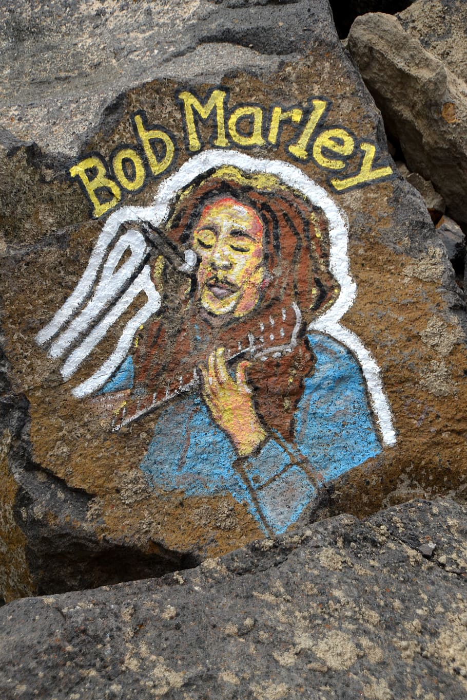 Bob Marley Painting On Stone, Hippie, Reggae, Jamaica, - Pixabay Com Photos Of Bob Marley , HD Wallpaper & Backgrounds