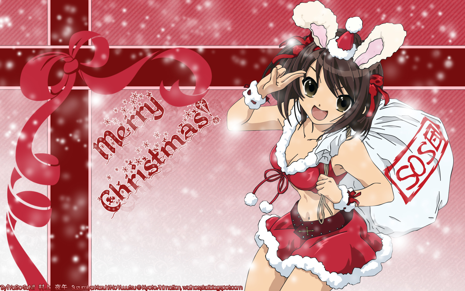 Anime Girls Christmas 6 Free Wallpaper - Santa's Little Helper Anime , HD Wallpaper & Backgrounds