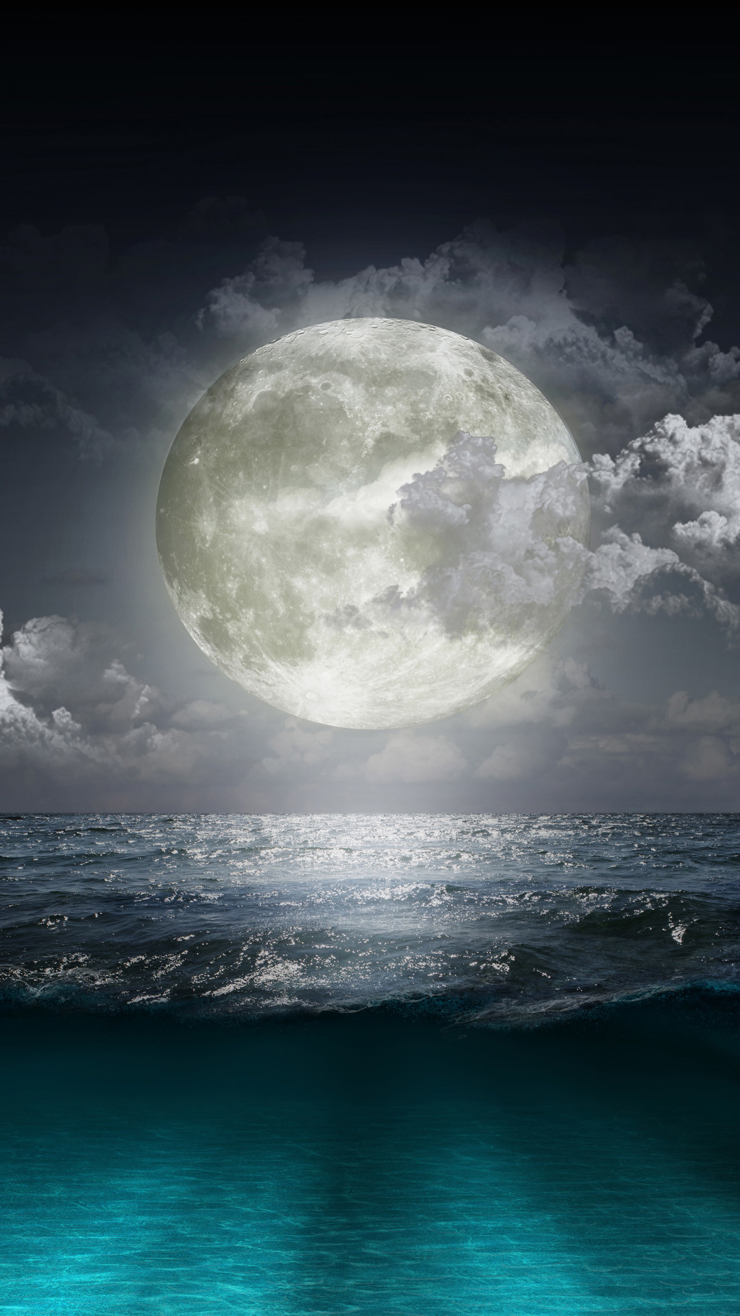 Creative Moon Surge Beach - Ocean Wallpapers For Iphone , HD Wallpaper & Backgrounds