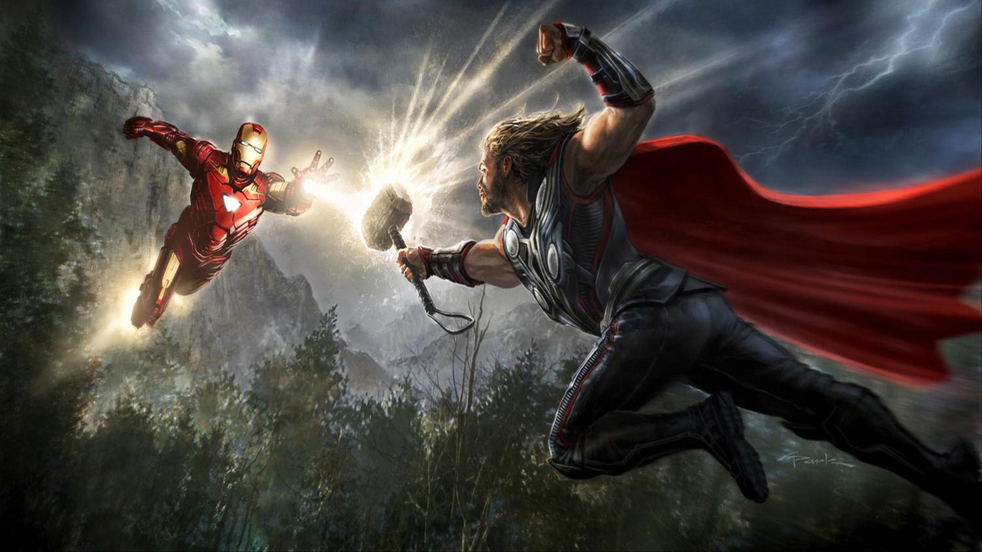 Thor Vs Iron Man Art , HD Wallpaper & Backgrounds