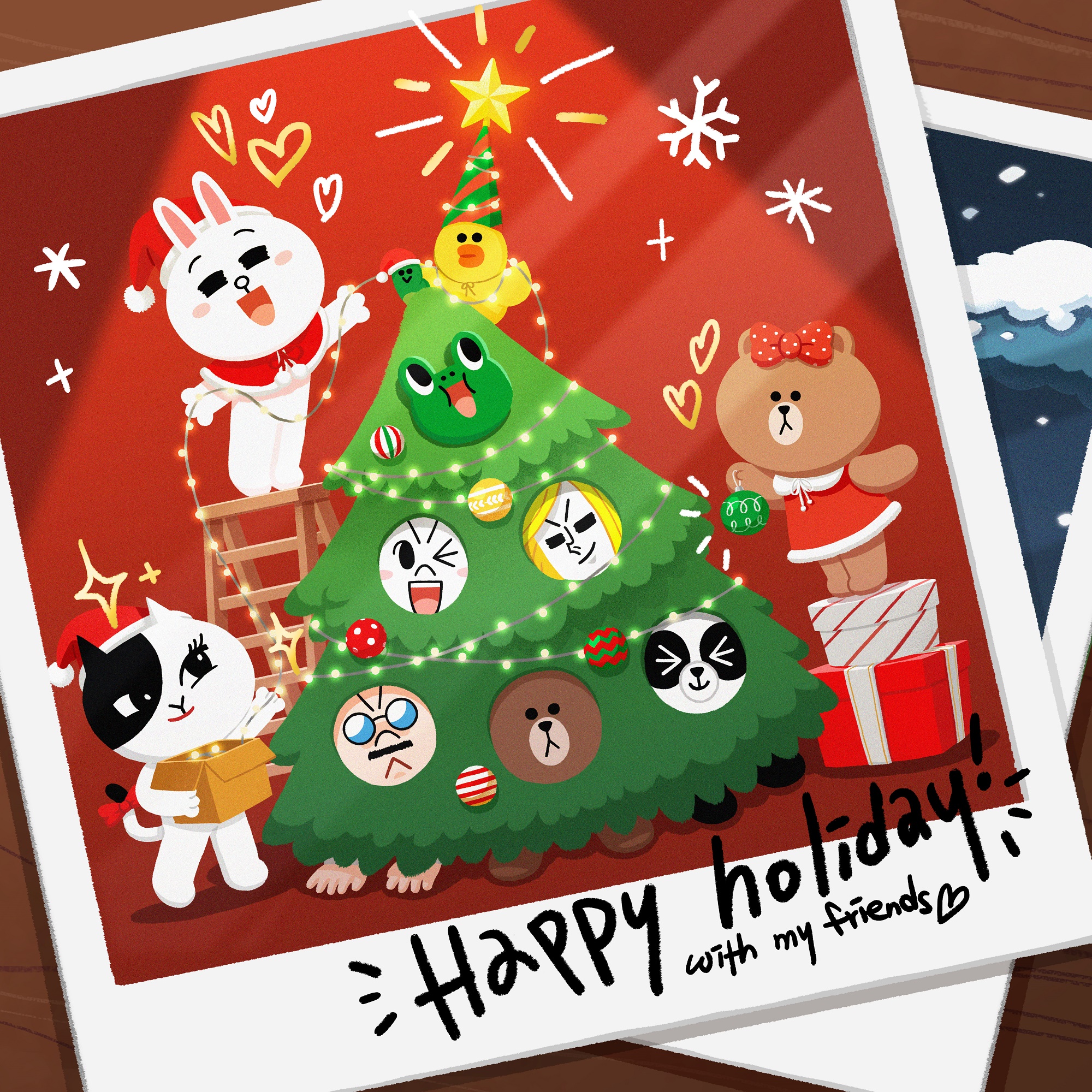 Line Friends Brown Christmas , HD Wallpaper & Backgrounds