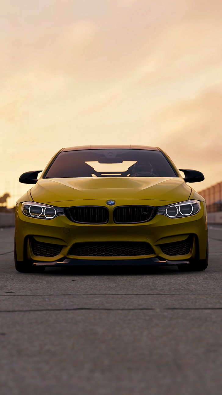 Bmw M4 Gts, Front View, Yellow, Auto, Transportation, , HD Wallpaper & Backgrounds