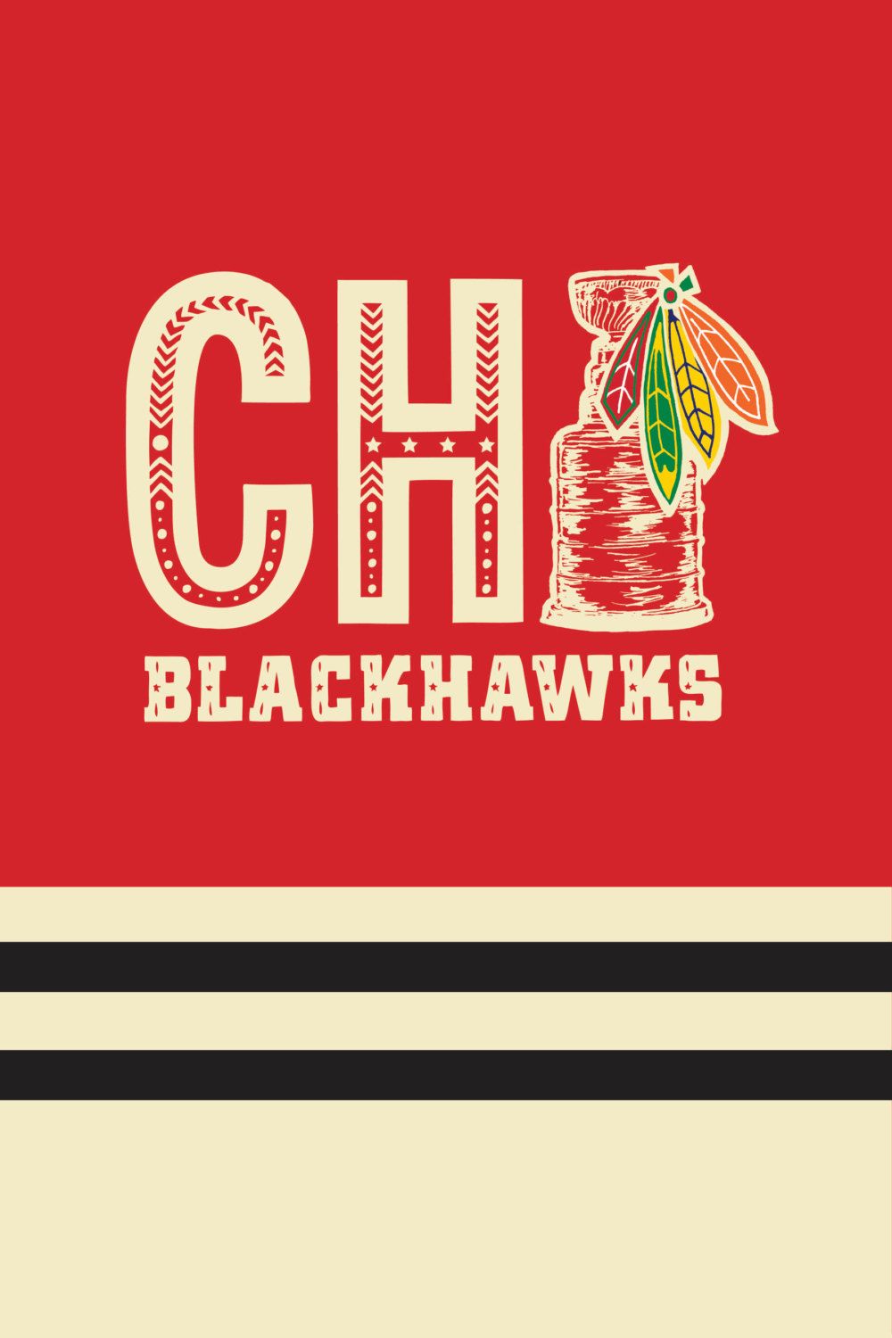 Chicago Blackhawks Retro Print , HD Wallpaper & Backgrounds