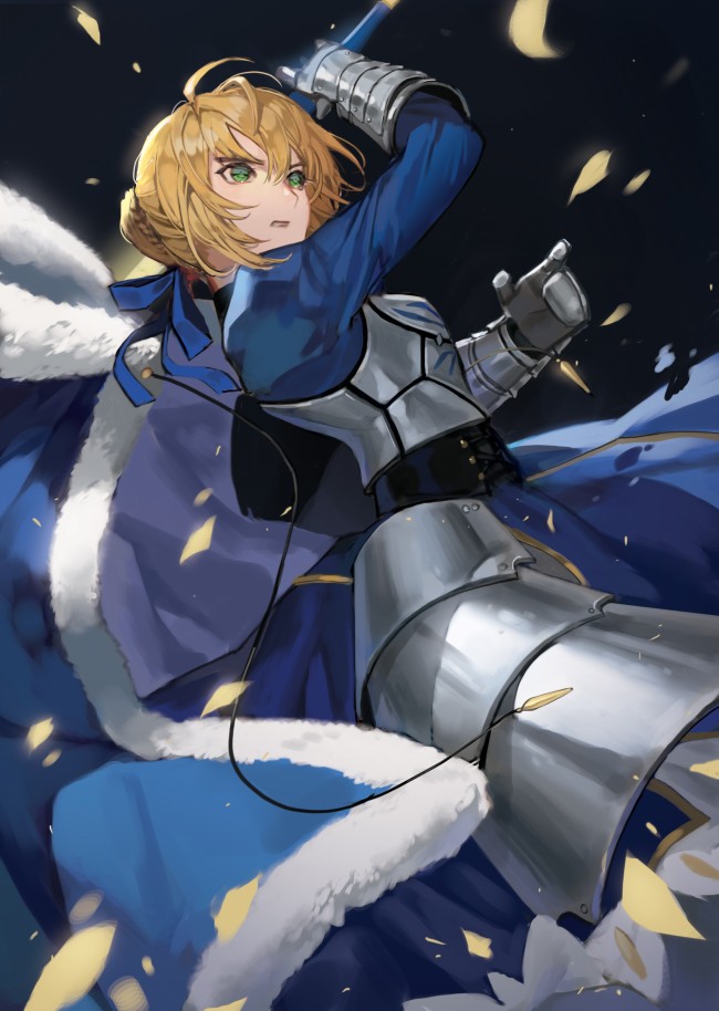 Saber, Fate Stay Night, Blonde, Armor, Cape, Gloves - Fate , HD Wallpaper & Backgrounds