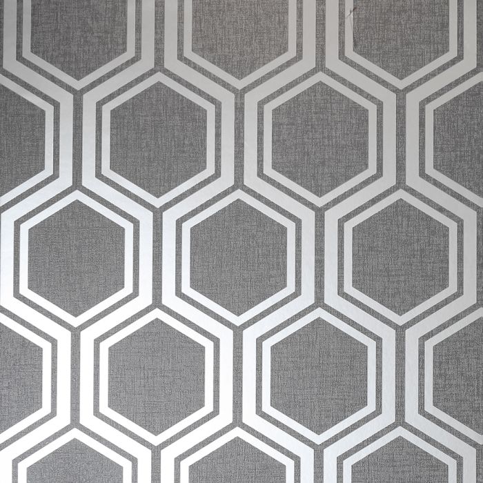 Luxe Hexagon Wallpaper Grey & Silver - Hexagon Wallpaper Navy And Hexagon , HD Wallpaper & Backgrounds