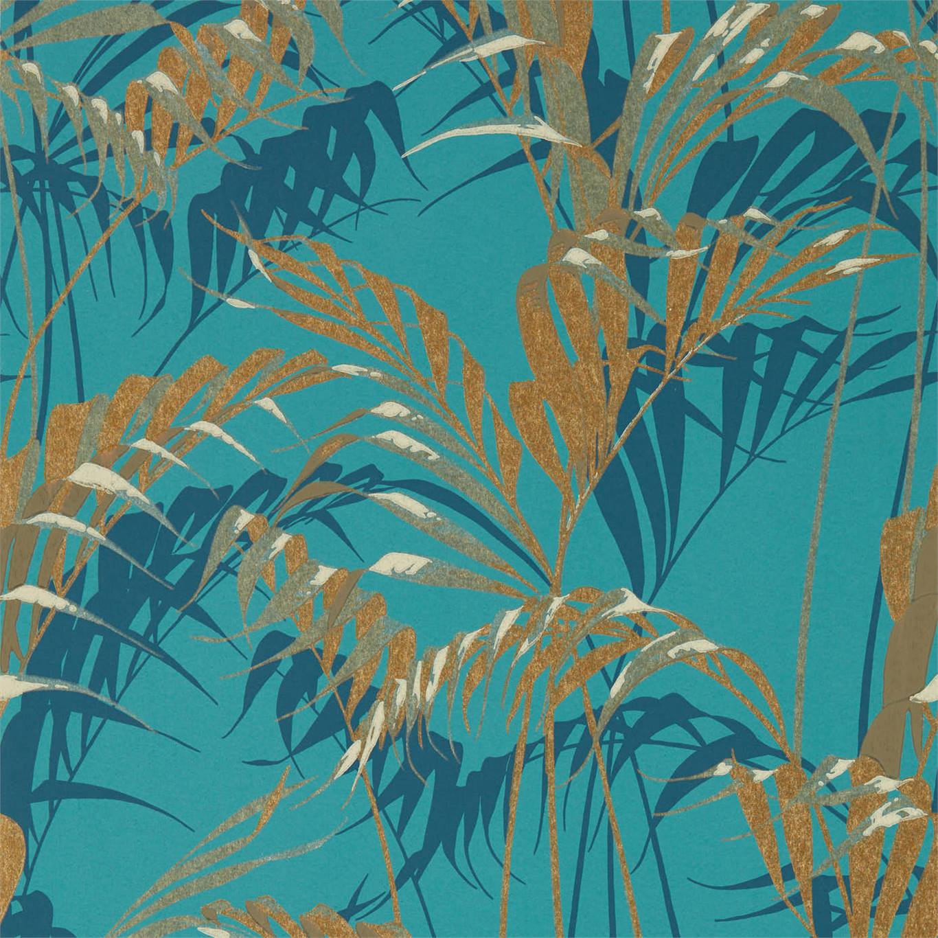 Palm House, A Wallpaper By Sanderson, Part Of The Glasshouse - Teal And Gold Wallpaper Uk , HD Wallpaper & Backgrounds