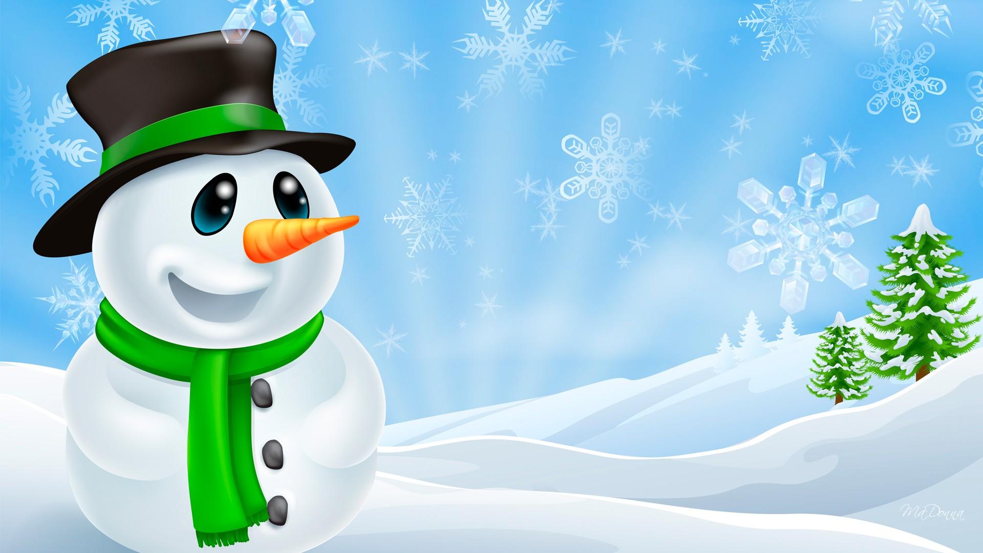 Happiest Snowman - Snowman Christmas Scene Drawings , HD Wallpaper & Backgrounds
