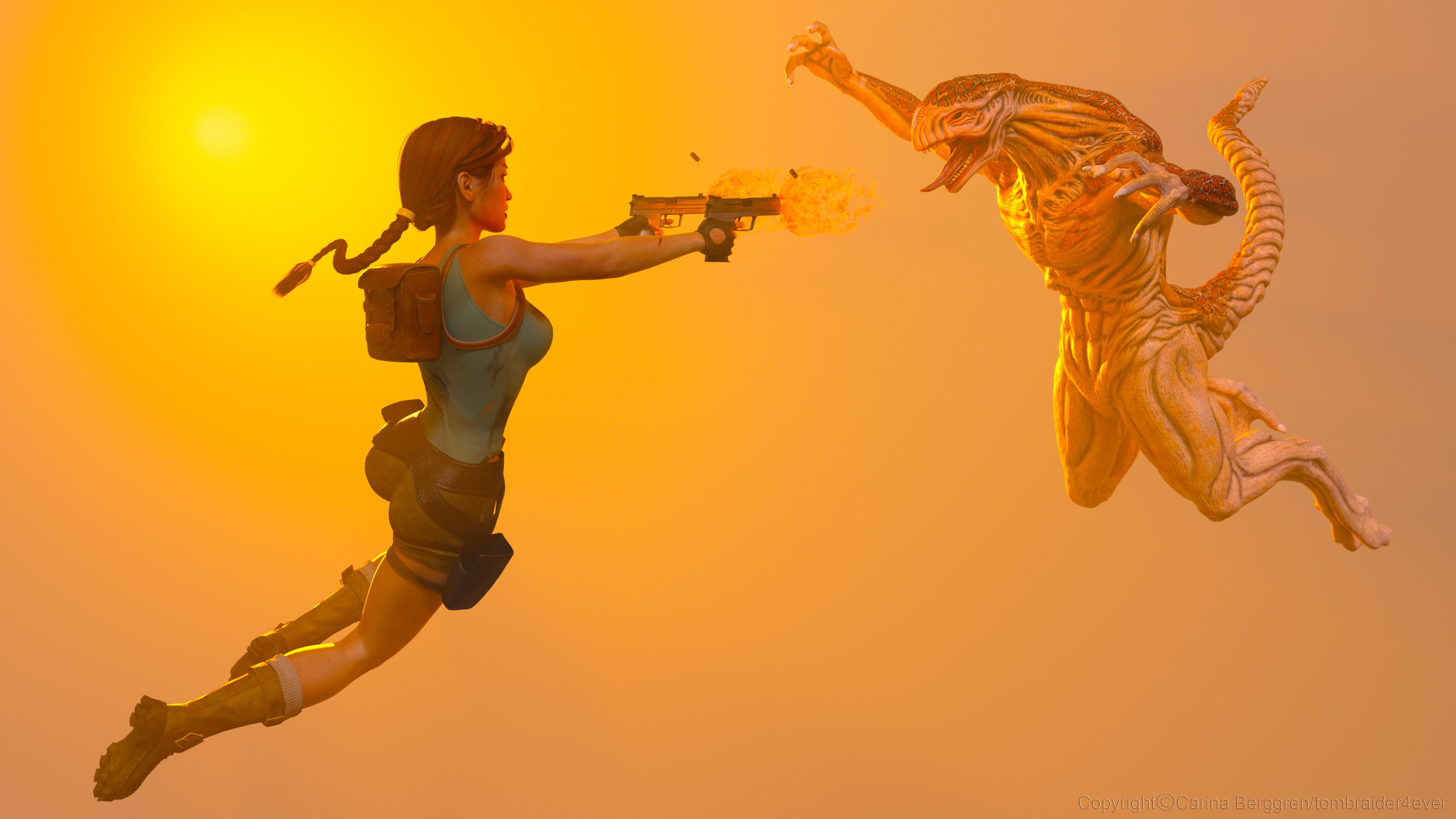 Lara Croft Vs Atlantis Art , HD Wallpaper & Backgrounds