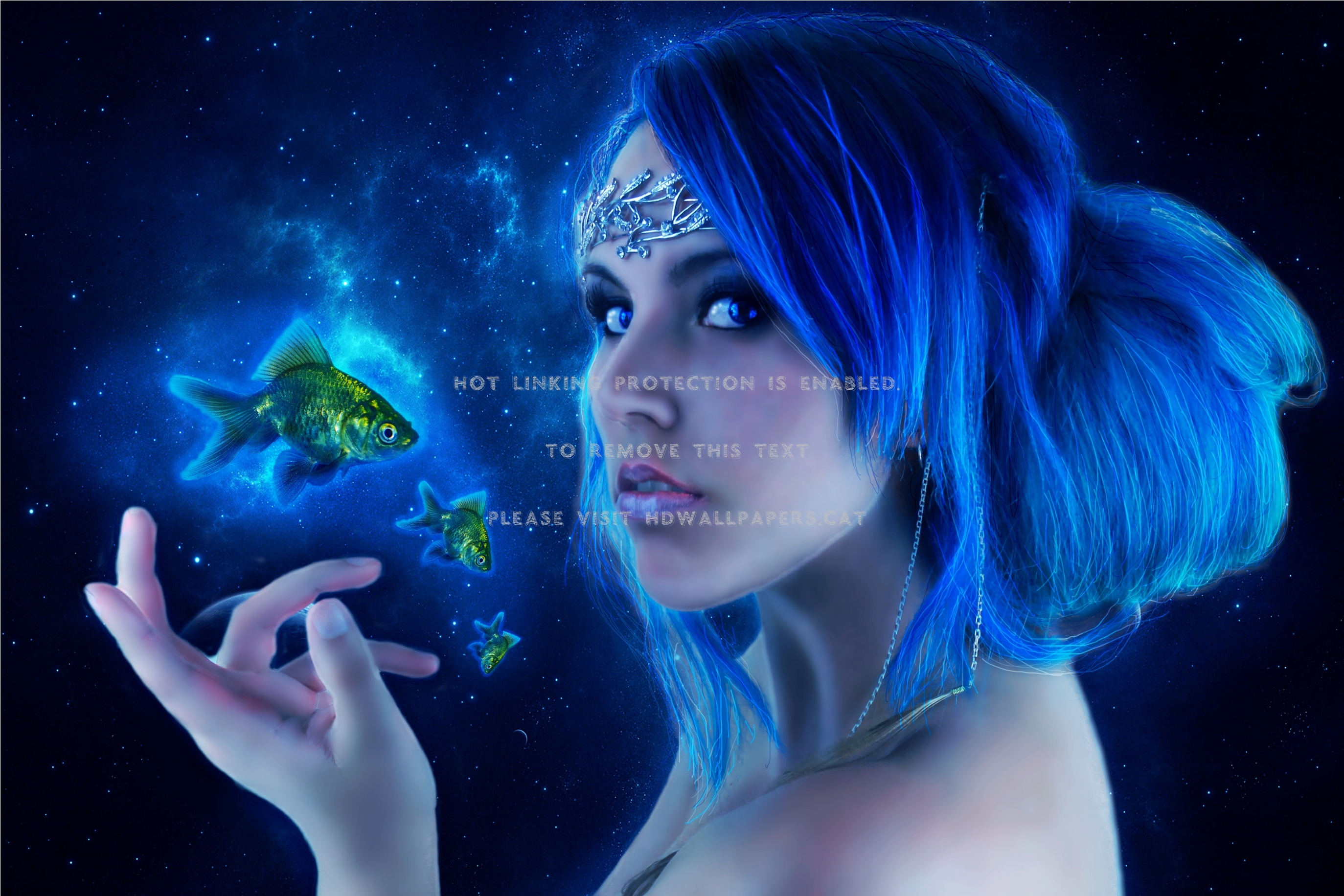 Pisces Blue Fantasy Lady Zodiac Star - Girl , HD Wallpaper & Backgrounds