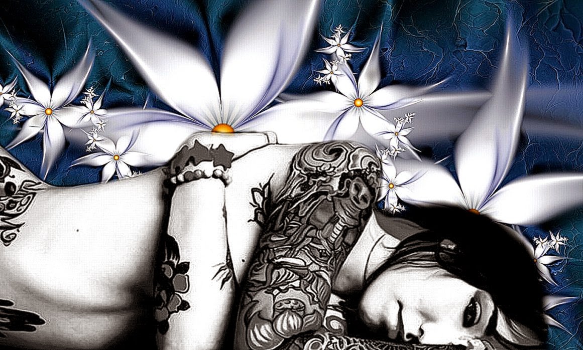 Tattoo Girl On Flower Wallpaper Hd Skilal - Tattoo Girl Facebook Cover , HD Wallpaper & Backgrounds