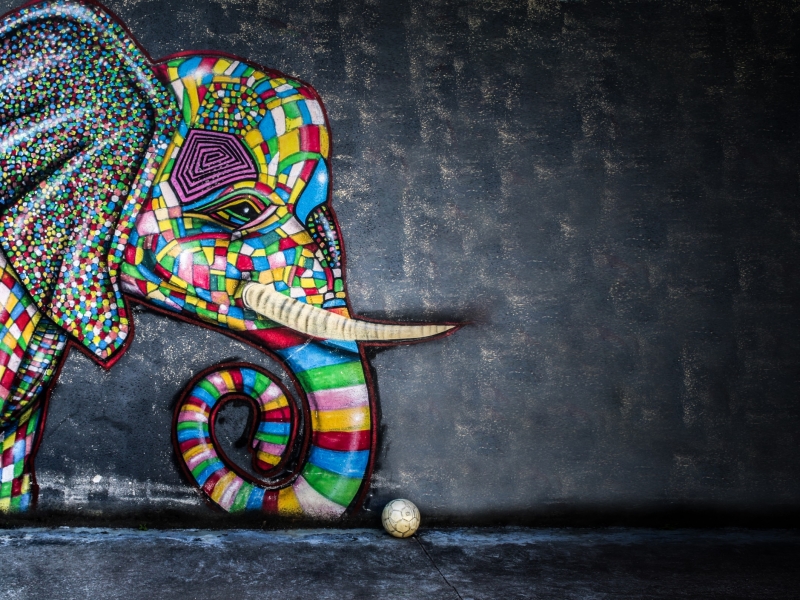 Colorful Elephant Mosaic Wall Art - Colorful Elephant Wallpaper Hd , HD Wallpaper & Backgrounds