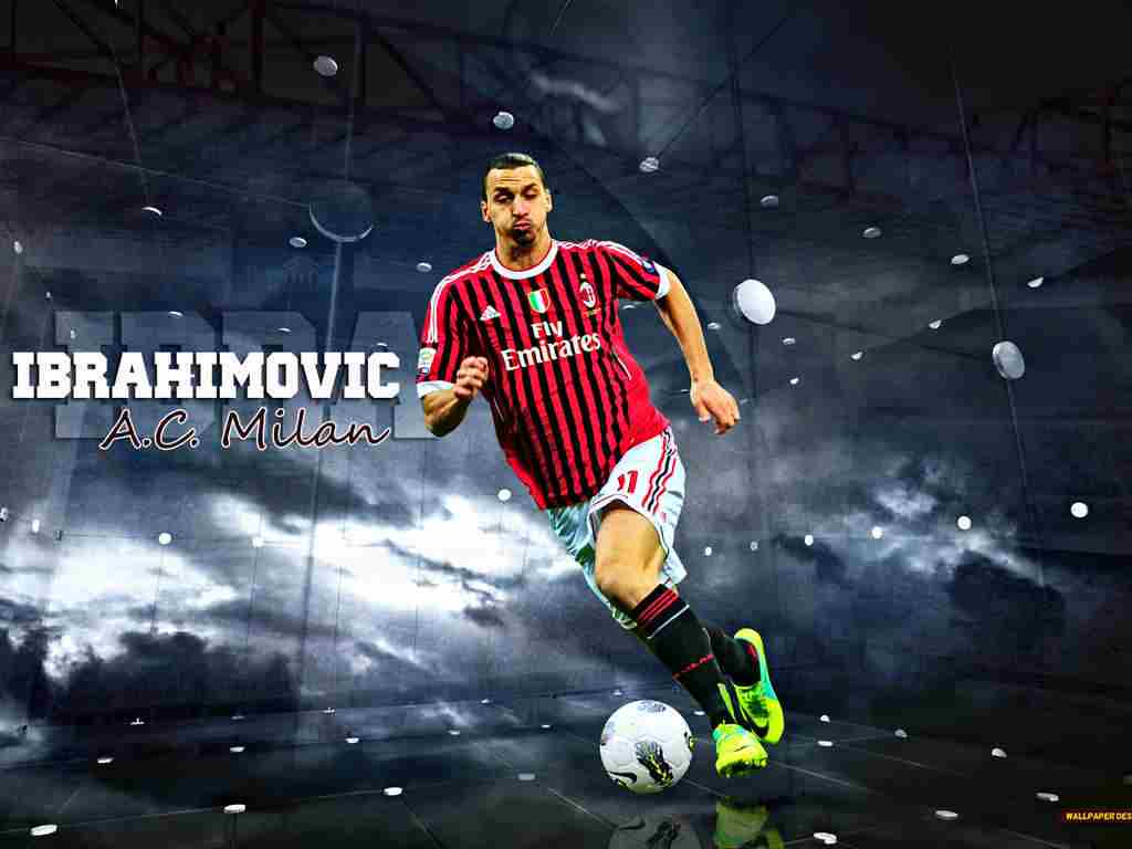 Footballer Wallpapers ~ Beautiful Acterss Wallpapers - Zlatan Ibrahimovic Wallpaper Ac Milan , HD Wallpaper & Backgrounds