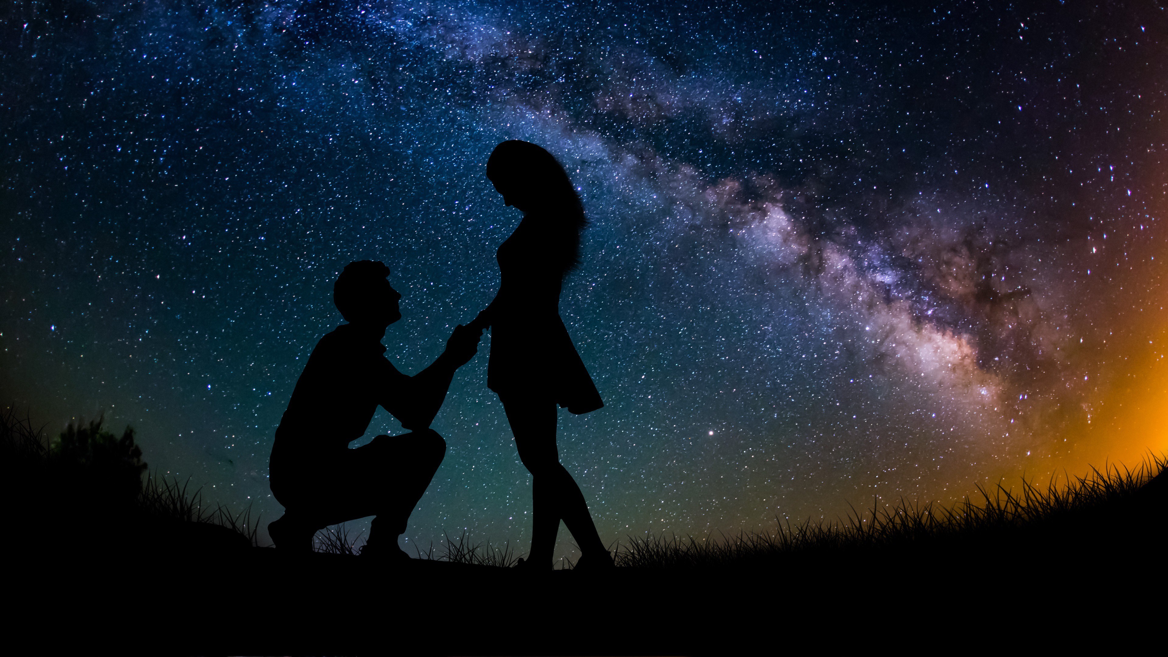 Love Proposal In Milky Way Photo Wallpaper 4k - Very Nice Good Night , HD Wallpaper & Backgrounds