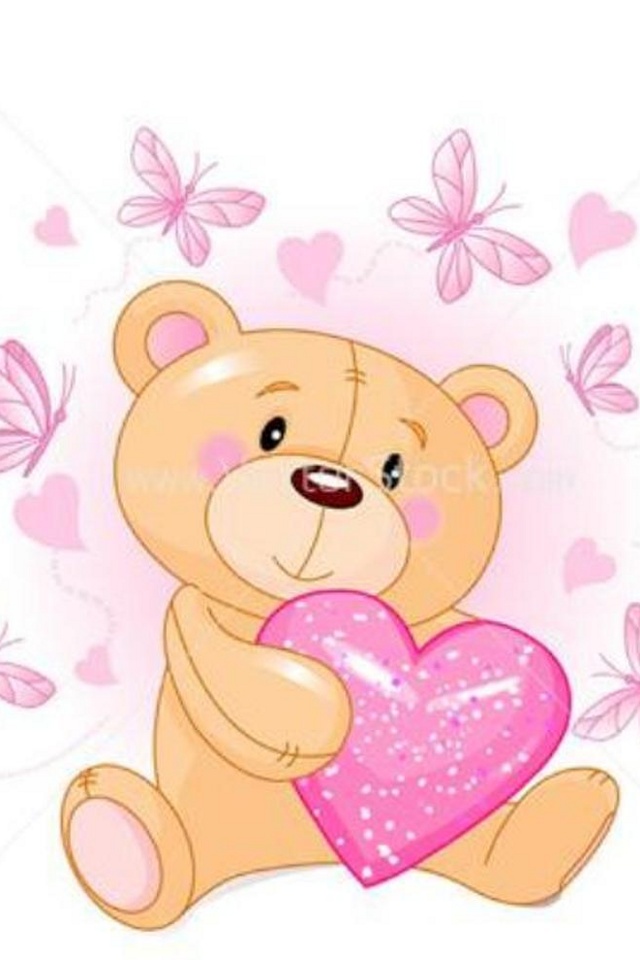 Download Free Cartoons Wallpaper Cute Teddy Bear With - Pink Teddy Bears Clip Art , HD Wallpaper & Backgrounds