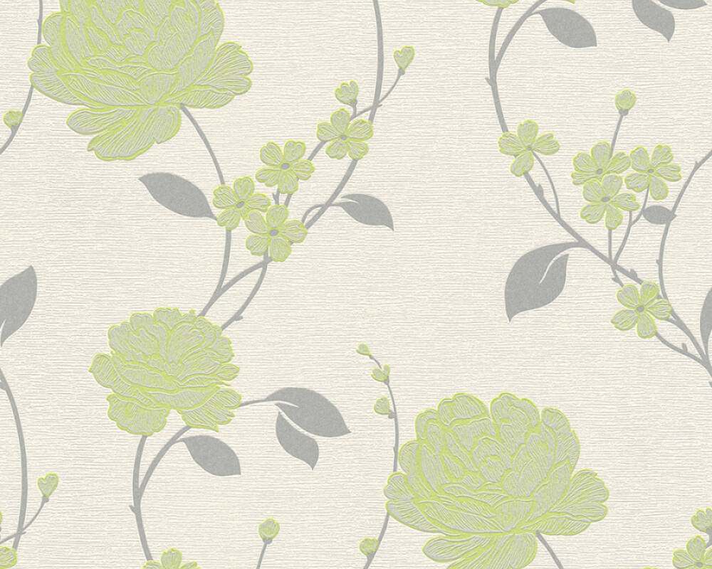 Création Wallpaper Flowers, Beige, Green, Metallic - Zelena Tapeta , HD Wallpaper & Backgrounds