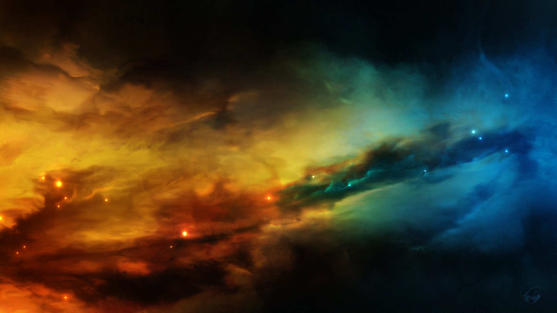 Wallpaper - Blue And Yellow Galaxy Background , HD Wallpaper & Backgrounds