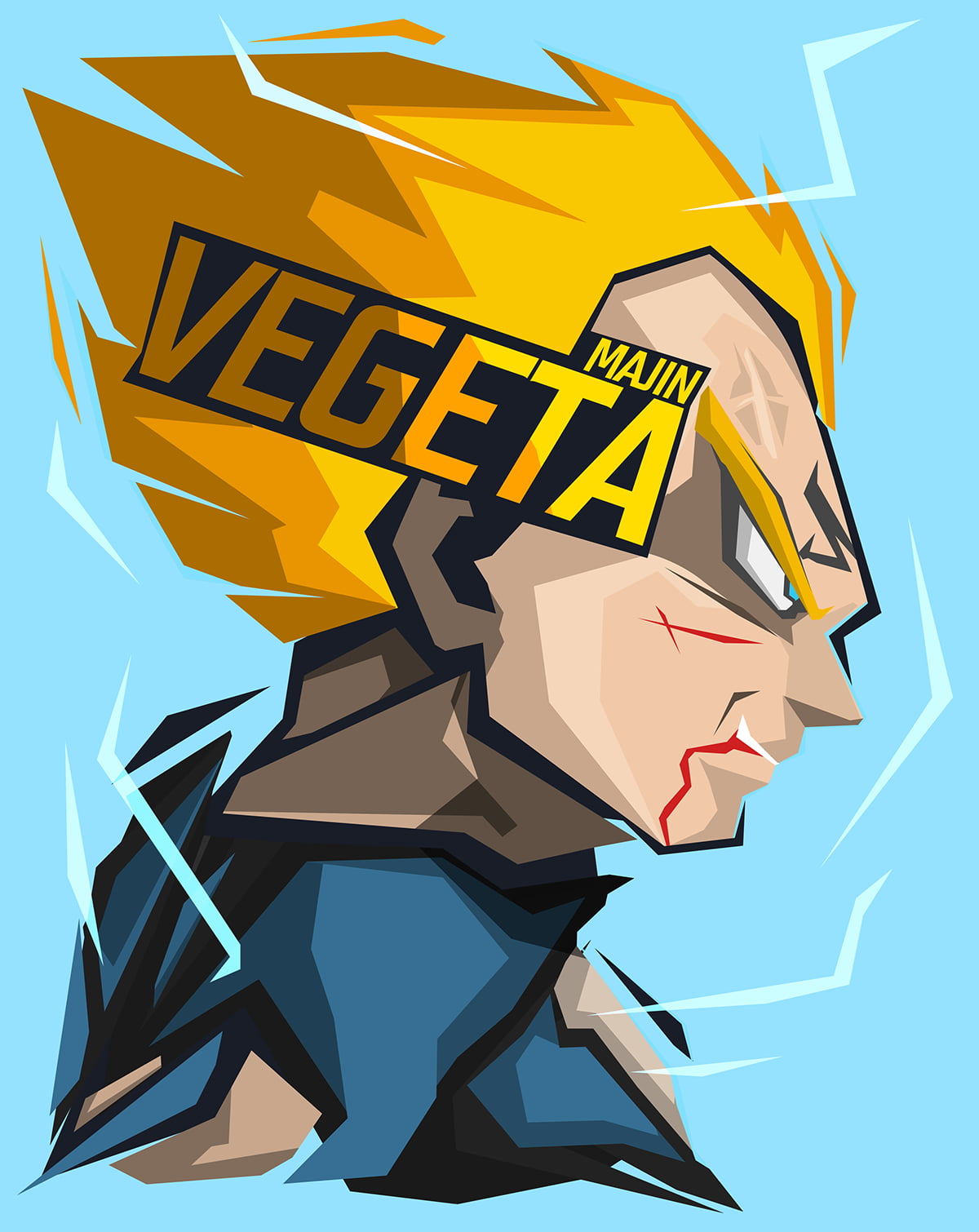 Majin Vegeta Illustration, Vegeta, Blue Hd Wallpaper - Bosslogic Dragon Ball , HD Wallpaper & Backgrounds