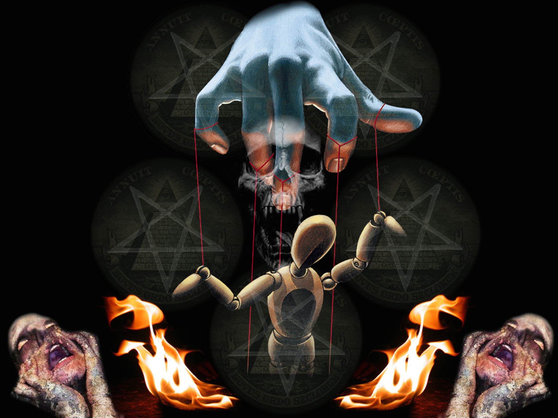 View Illuminati-wallpaper , - Satan The Puppet Master , HD Wallpaper & Backgrounds