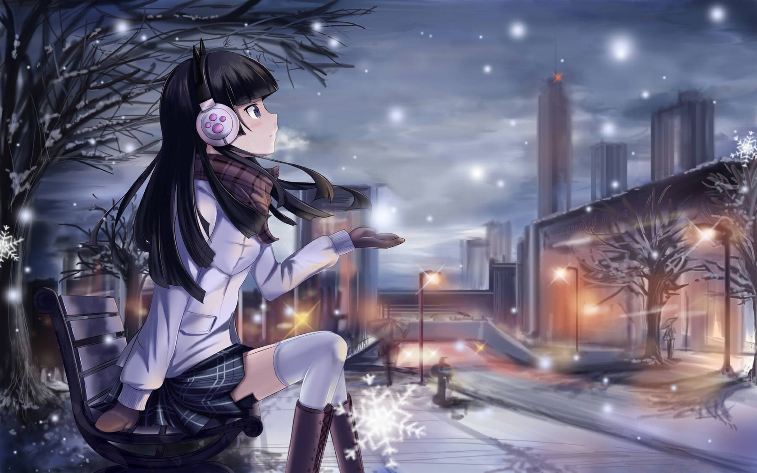 Cute Anime Wallpaper - Anime Girl In Snow , HD Wallpaper & Backgrounds