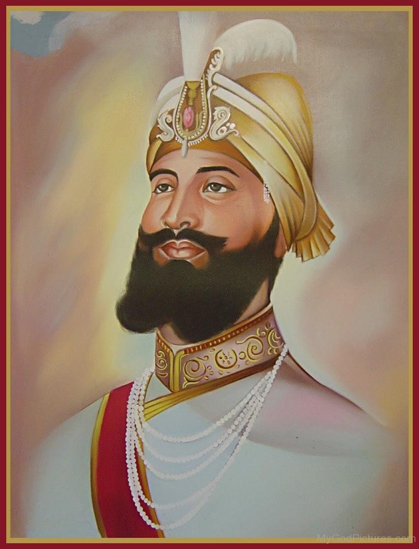 Water Painting Of Guru Gobind Singh Ji - Shri Guru Gobind Singh Ji Painting , HD Wallpaper & Backgrounds