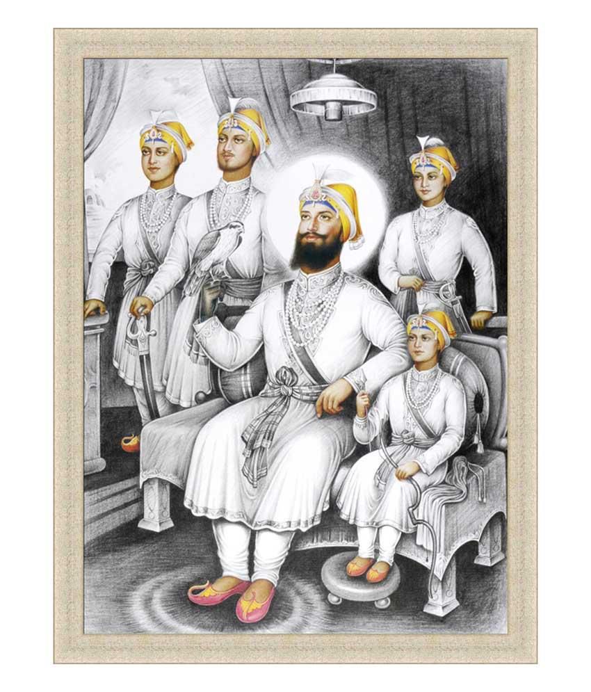 Painting Mantra Guru Gobind Singh Ji Black And White - Guru Gobind Singh Sahibzade , HD Wallpaper & Backgrounds
