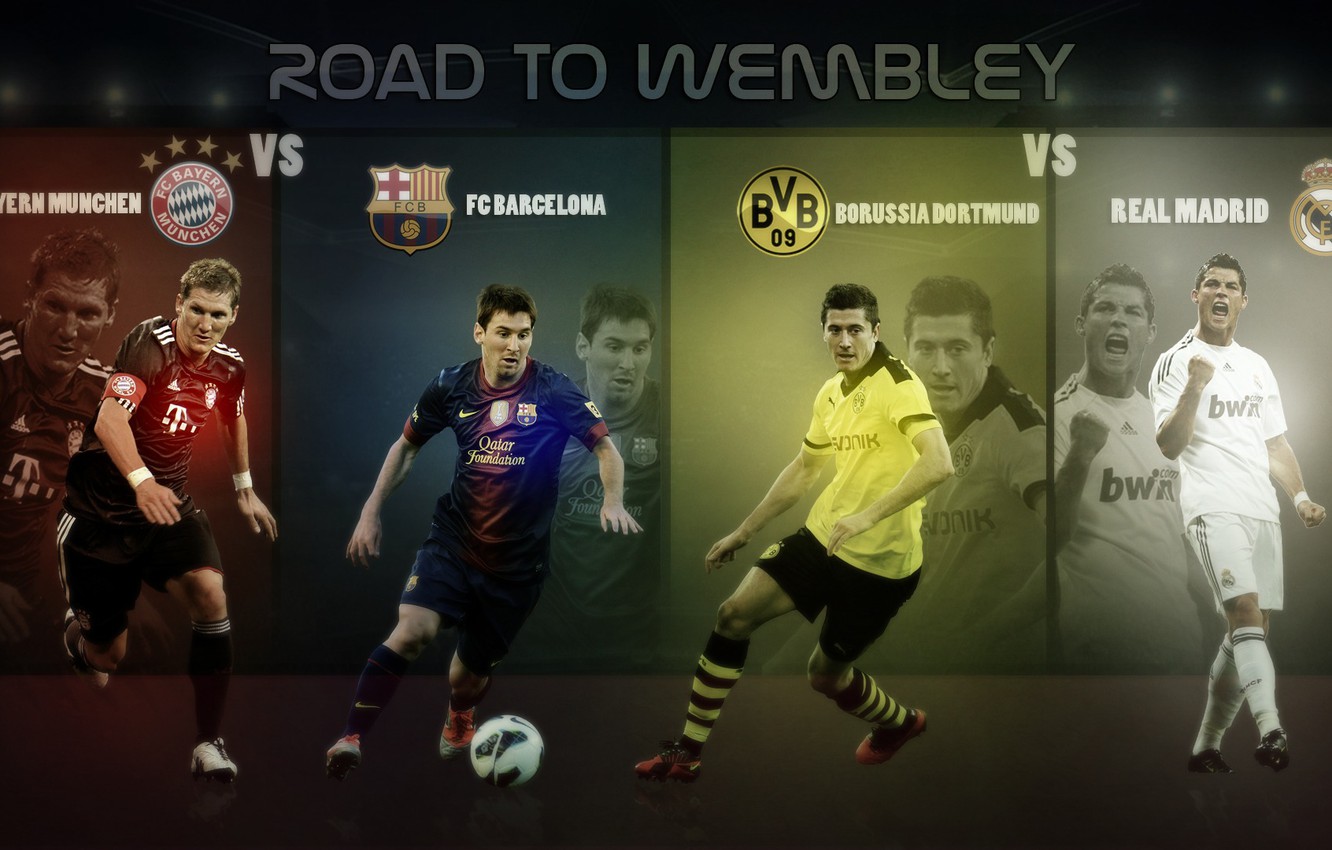 Photo Wallpaper Barcelona, Uefa, Wembley, Real, Messi, - Ronaldo Messi Lewandowski , HD Wallpaper & Backgrounds