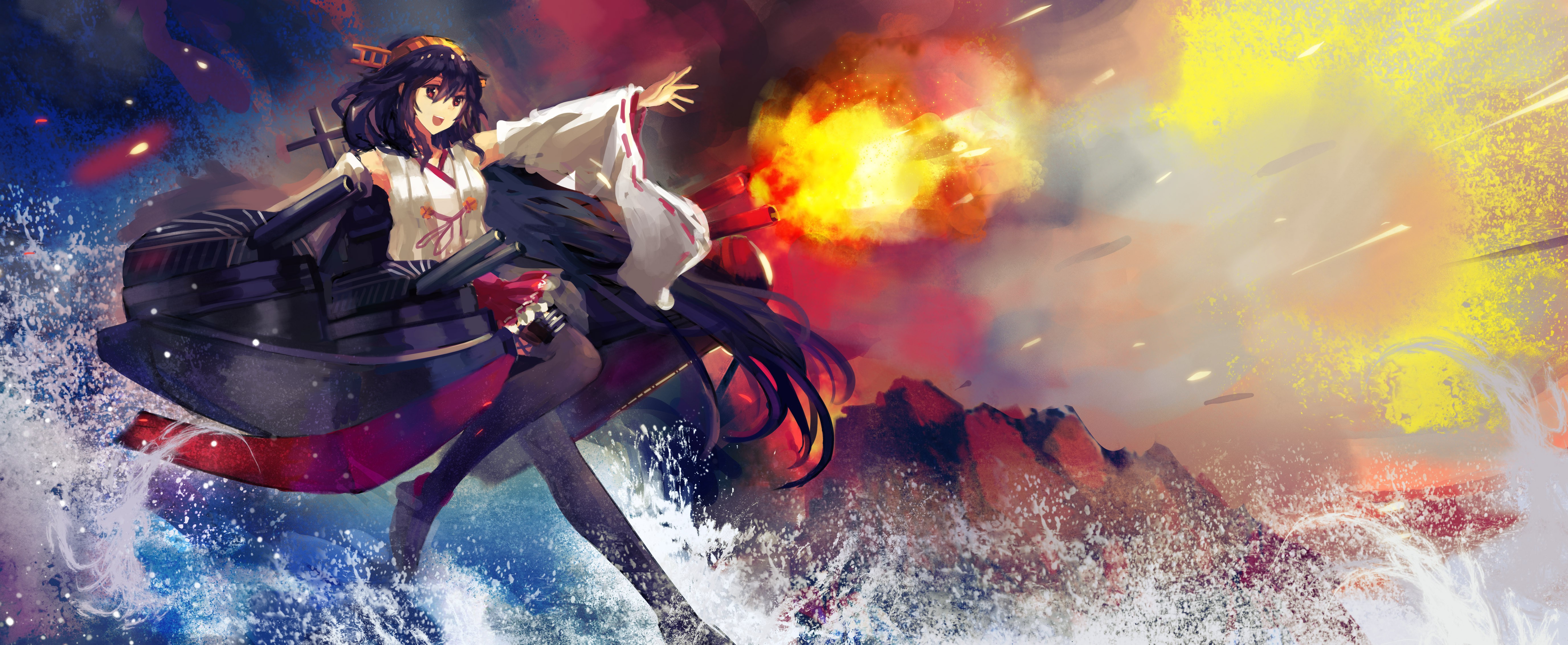 Anime, Kantai Collection, Haruna Wallpapers Hd / Desktop - Haruna Kancolle Background , HD Wallpaper & Backgrounds