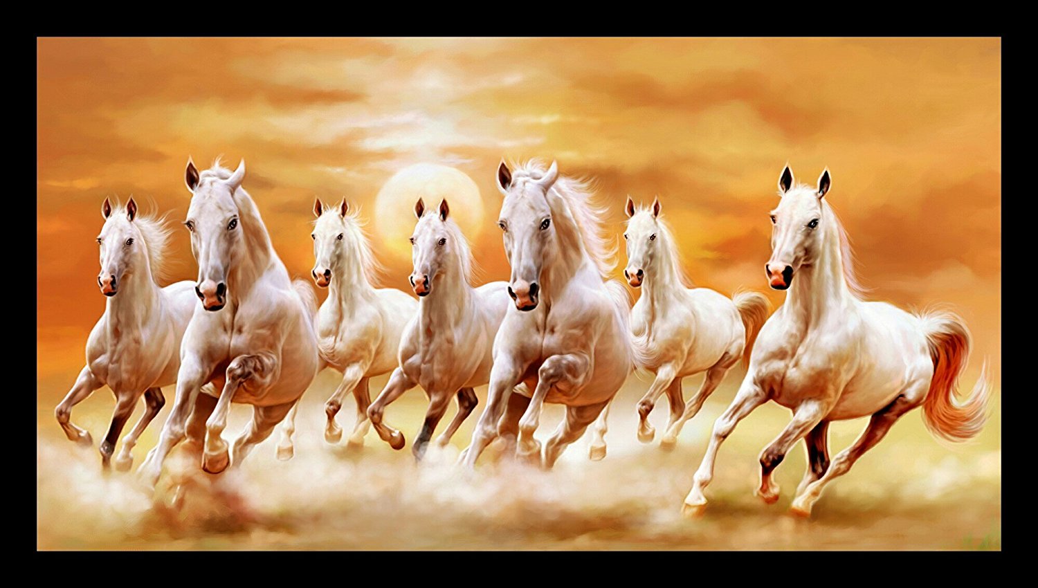 Seven Horses Hd Wallpaper - White Seven Horses Painting , HD Wallpaper & Backgrounds