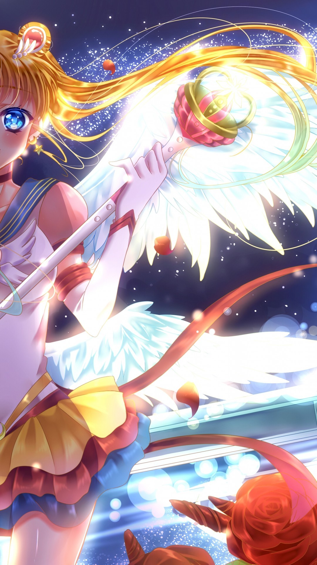 Usagi Tsukino, Sailor Moon, Wings, Staff, Castle, Rose - Sailor Moon Iphone 8 Plus , HD Wallpaper & Backgrounds