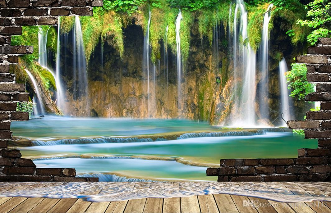 Custom Luxury Wallpaper Waterfall 3d Scenery Soundproof - Beautiful Waterfalls In The World Hd , HD Wallpaper & Backgrounds