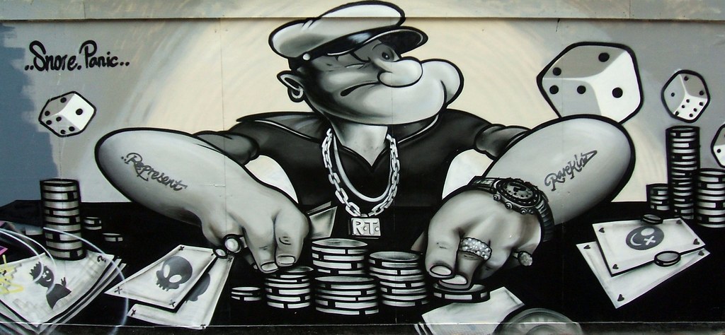 Popeye Graffiti Graffiti Art Featuring Popeye Gambling - Graffiti Popeye , HD Wallpaper & Backgrounds