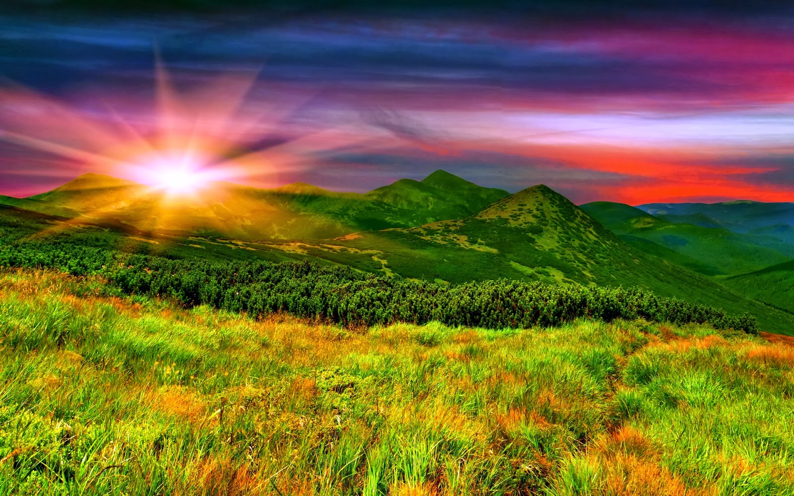 วิว ภูเขา พระอาทิตย์ , HD Wallpaper & Backgrounds