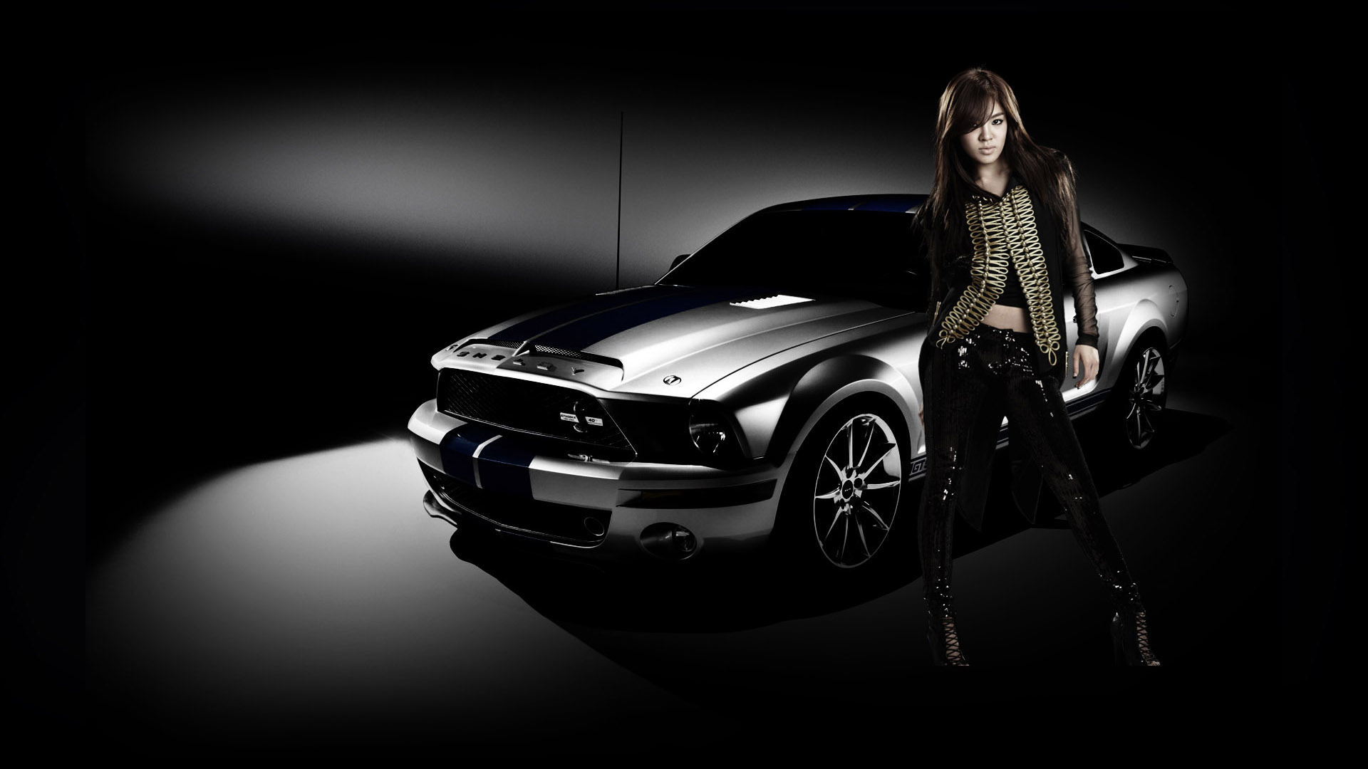 Asian Girl Ford Mustang Wallpaper - Cars And Girl Hd , HD Wallpaper & Backgrounds