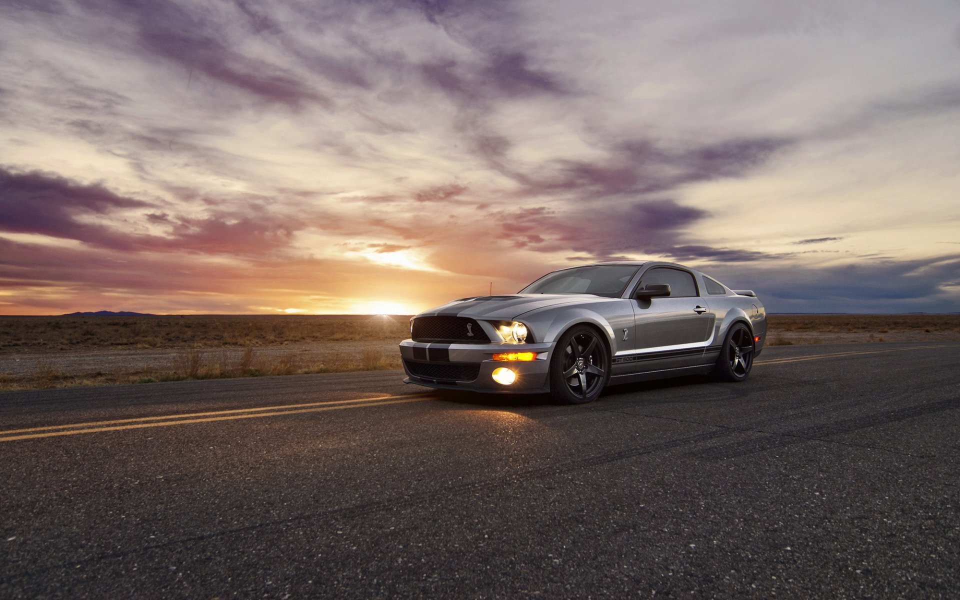 Ford Mustang Muscle Car Ford Avtooboi Sunset Mustang - Shelby Mustang With Sunset , HD Wallpaper & Backgrounds
