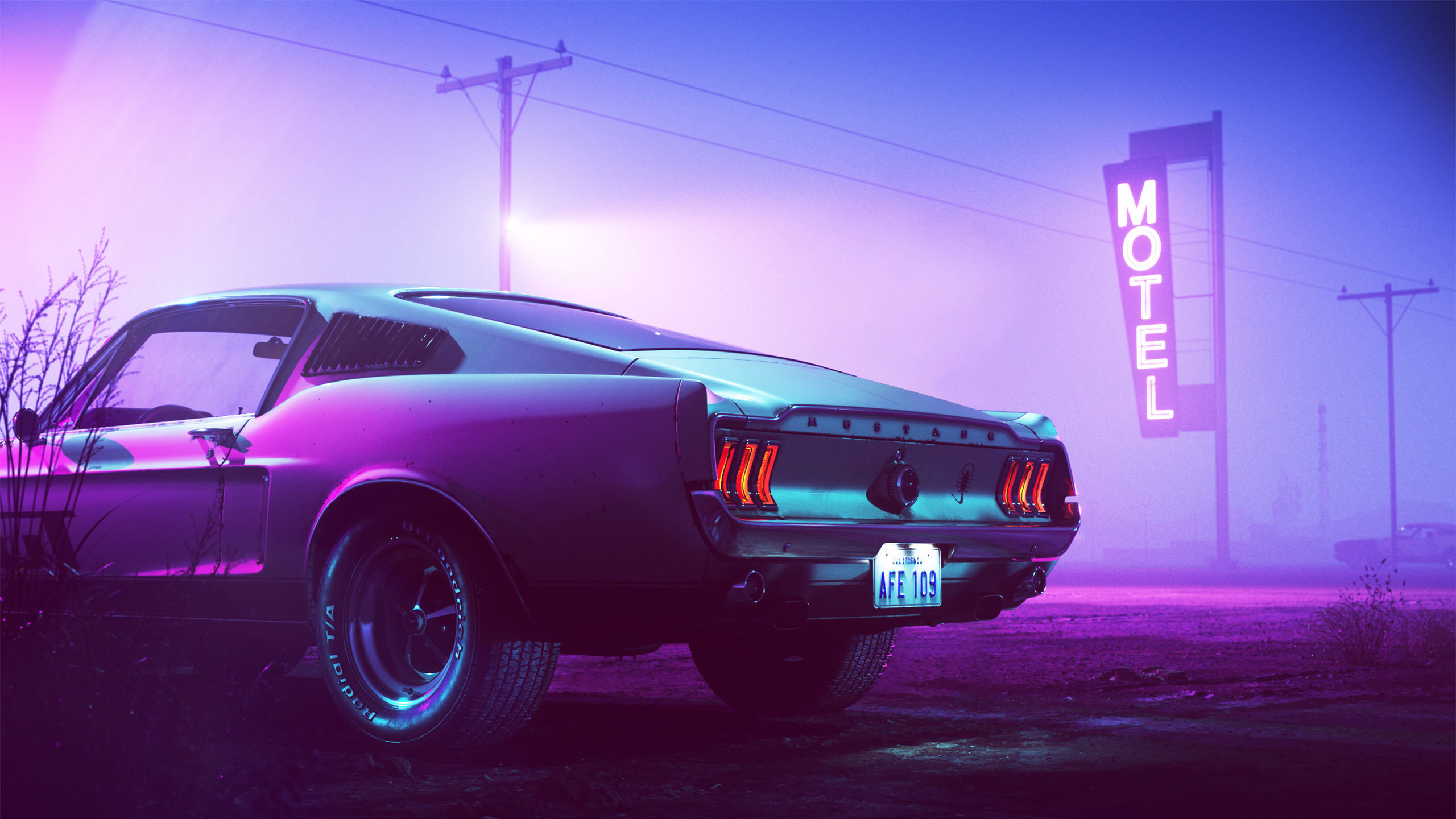 Neon Mustang Wallpaper - Neon Mustang , HD Wallpaper & Backgrounds