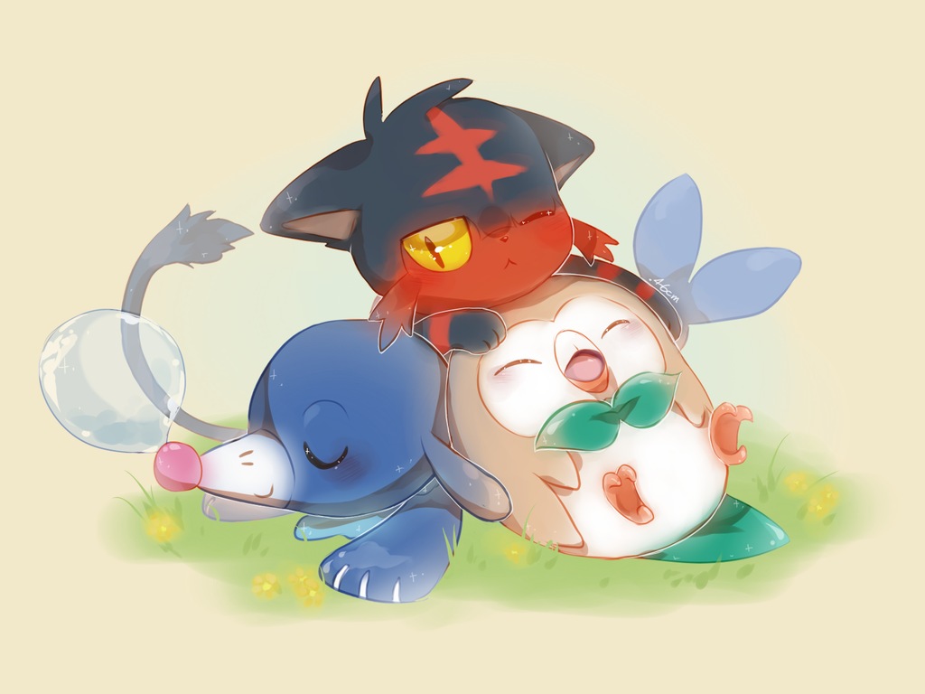 Pokemon Rowlet Popplio Litten Sleeping 288774 Hd Wallpaper