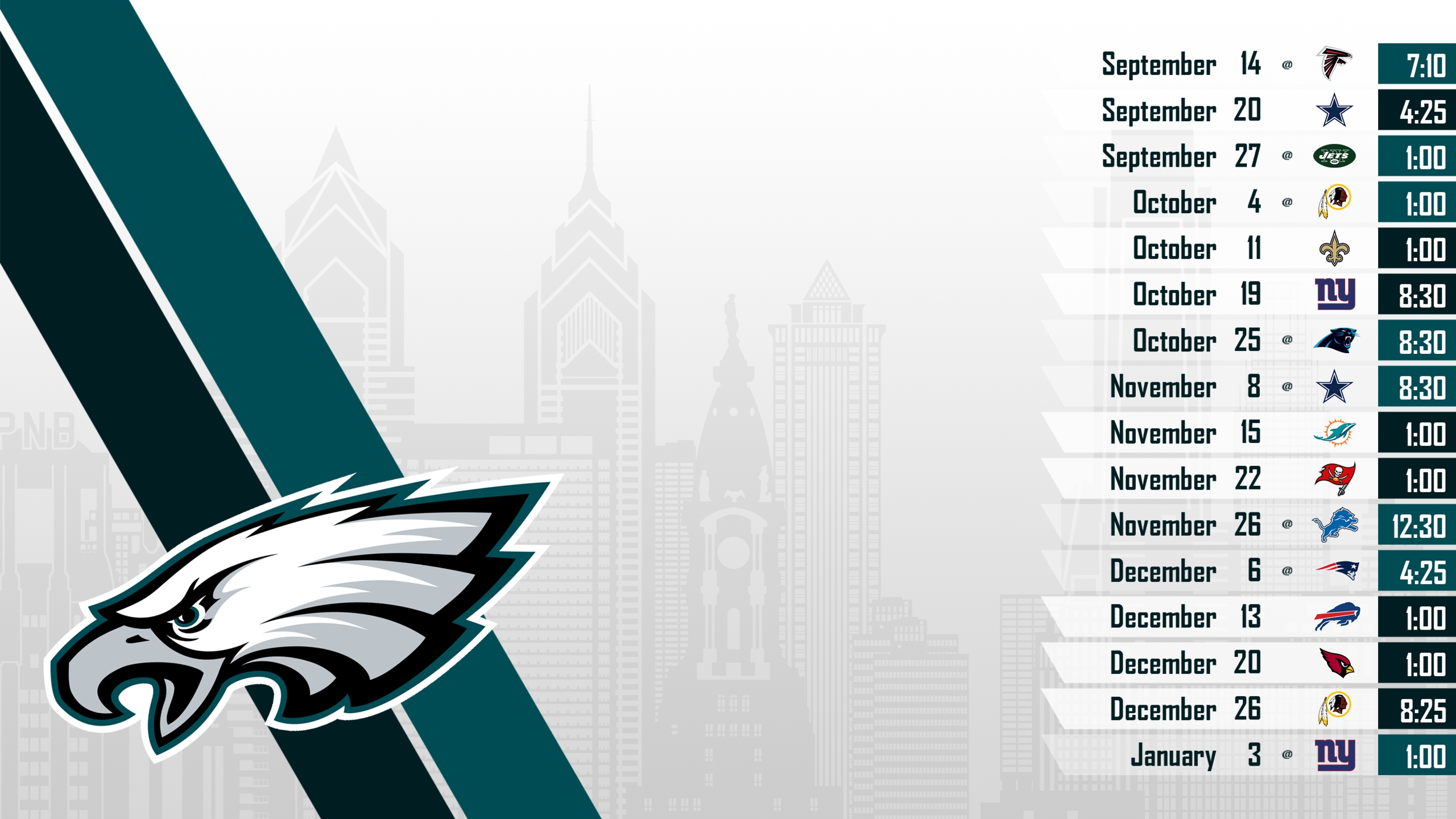 Eagles Wallpapers For Desktop - Philadelphia Eagles Wallpaper 2018 Schedule , HD Wallpaper & Backgrounds